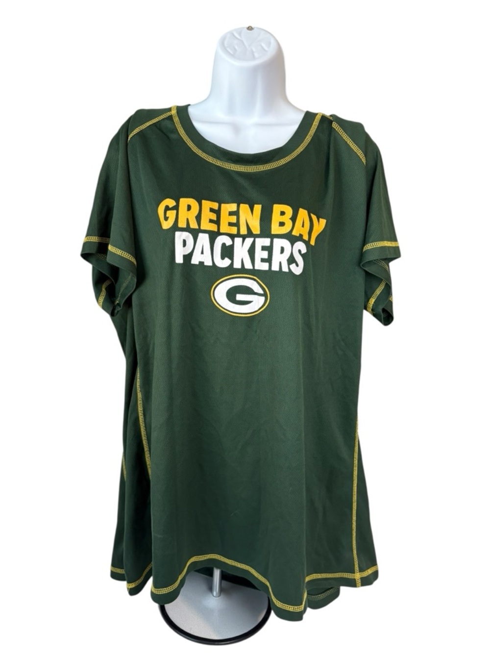 NFL Team Apparel Green Bay Packers Women's Short Sleeve Shirt Green Yellow 2X